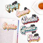 Segnalibro magnetico personalizzato a strisce colorate in stile retrò con nome Accessori per la lettura Regalo di compleanno per topi di biblioteca