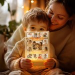 Personalised Infant Life Milestones 13 Photos 7 Colours Acrylic LED Night Light with Wooden Base Nursery Decor Baby Shower Birthday Gift for Newborns