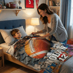 Personalisierte Sportball Design Wurfdecke mit Namen und Nummer Home Decor Geburtstagsgeschenk für Sportliebhaber
