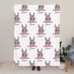 Personalizzato Cute Easter Bunny Coperta morbida con nome Home Decor Regalo di Pasqua per la famiglia bambini