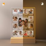 Personalised Infant Life Milestones 13 Photos 7 Colours Acrylic LED Night Light with Wooden Base Nursery Decor Baby Shower Birthday Gift for Newborns