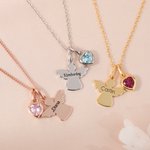 Personalizada Ángel de la Guarda Birthstone Collar con Nombre Dainty Joyería Día de la Madre Cumpleaños Regalo para Mujeres Familia Amigos