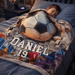 Personalisierte Sportball Design Wurfdecke mit Namen und Nummer Home Decor Geburtstagsgeschenk für Sportliebhaber