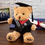 Personalisierter Niedlicher Absolventenhut Plüsch Teddybär mit Namen und Uni-Wappen Schule Abschluss Geschenk für Kinder Absolventen der Klasse 2026