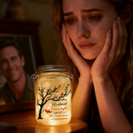 Personalisierte Memorial Tree Cardinal Glowing Mason Jar mit Nickname und Text Home Decor Sympathie Geschenk für den Verlust von Papa Mama