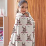 Personalizzato Cute Easter Bunny Coperta morbida con nome Home Decor Regalo di Pasqua per la famiglia bambini