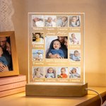 Personalised Infant Life Milestones 13 Photos 7 Colours Acrylic LED Night Light with Wooden Base Nursery Decor Baby Shower Birthday Gift for Newborns
