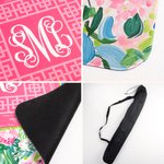 Personlig blomsterdesignet vinmonogram Neopren Mahjong-matte med oppbevaringspose Bursdagsgave til Mahjong-elskere