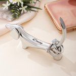 Porte-bagues en métal avec nom gravé Cadeau de mariage, d'anniversaire et de fête pour les femmes qui aiment les teckels.