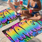Henkilökohtainen Splatter Print Graffiti Design Quick Dry Ylimitoitettu rantapyyhe nimellä Beach Party syntymäpäivälahja Kid Graffiti Loverille