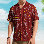 Personalised This Grandpa Belongs To Doodle Cute Line Cartoon Character Stylish Hawaiian Shirt with Name Father's Day Birthday Gift for Man Dad Family