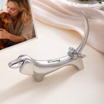 Porte-bagues en métal avec nom gravé Cadeau de mariage, d'anniversaire et de fête pour les femmes qui aiment les teckels.