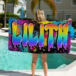 Henkilökohtainen Splatter Print Graffiti Design Quick Dry Ylimitoitettu rantapyyhe nimellä Beach Party syntymäpäivälahja Kid Graffiti Loverille