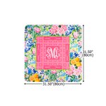 Personlig blomsterdesignet vinmonogram Neopren Mahjong-matte med oppbevaringspose Bursdagsgave til Mahjong-elskere