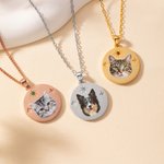Personalisierte niedliche Haustier Gesicht Foto Birthstone Halskette mit Text Adoption Day Geburtstagsgeschenk für Tierbesitzer