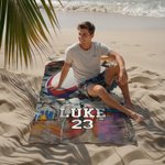 Toalla de playa personalizada de baloncesto, béisbol, crack y secado rápido con nombre y número Accesorios de playa Regalo de cumpleaños para los amantes del deporte