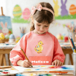 Spersonalizowany fartuch do pieczenia z długim rękawem z imieniem i kieszenią na zewnątrz Wielkanocny prezent dla dzieci Peter Rabbit Egg Duck Sheep