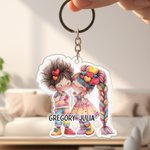 Personalizzato Cartoon coppia portachiavi in acrilico con nomi uso quotidiano San Valentino Anniversario regalo per la coppia fidanzato fidanzata
