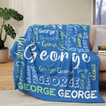 Personalised Multicolor Word Cloud Soft Throw Blanket with Name Home Decor Birthday Gift for Family Friends