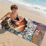 Toalla de playa personalizada de baloncesto, béisbol, crack y secado rápido con nombre y número Accesorios de playa Regalo de cumpleaños para los amantes del deporte