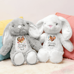 Personalised Cute Bunny Heart Photo Plush Stuffed Toy with Name Date and Text Easter Holiday Gift for Kids