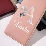 Personalisierte Portemonnaie im irisierenden Design | mit Geburtsblume Namen und Initiale | Geldbörse | Geburtstag Muttertag Geschenk für Damen