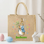 Sac en toile de jute personnalisé avec nom Cadeau de Pâques pour les enfants