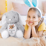 Personalised Cute Bunny Heart Photo Plush Stuffed Toy with Name Date and Text Easter Holiday Gift for Kids