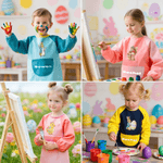 Spersonalizowany fartuch do pieczenia z długim rękawem z imieniem i kieszenią na zewnątrz Wielkanocny prezent dla dzieci Peter Rabbit Egg Duck Sheep