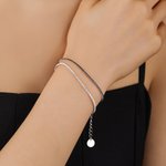 Personalised Minimalist Style Initial Charm Sterling Silver Tennis Bracelet Dainty Jewellery  Birthday Anniversary Gift for Women Tennis Lovers