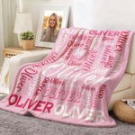 Personalised Multicolor Word Cloud Soft Throw Blanket with Name Home Decor Birthday Gift for Family Friends