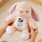 Personalised Cute Bunny Heart Photo Plush Stuffed Toy with Name Date and Text Easter Holiday Gift for Kids