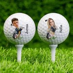 Personoitu hauska golfpallo omalla sarjakuvakasvolla ja nimellä täydellisenä syntymäpäivä tai urheilulahjana golfinystäville