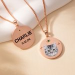 Personalisierte niedliche Haustier Gesicht Foto Birthstone Halskette mit Text Adoption Day Geburtstagsgeschenk für Tierbesitzer
