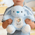 Personalised Cute Bunny Heart Photo Plush Stuffed Toy with Name Date and Text Easter Holiday Gift for Kids