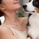 Personalisierte niedliche Haustier Gesicht Foto Birthstone Halskette mit Text Adoption Day Geburtstagsgeschenk für Tierbesitzer