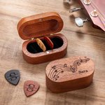 Custodia magnetica in legno porta plettri personalizzata con nome o monogramma inciso - Regalo di compleanno per musicisti o chitarristi