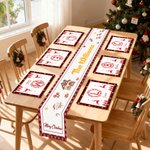 Personalized Santa Claus Reindeer Christmas Table Runner Matching Placemats Set with Family Name Christmas Gift for Family Friend