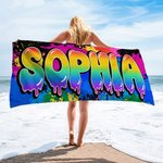 Henkilökohtainen Splatter Print Graffiti Design Quick Dry Ylimitoitettu rantapyyhe nimellä Beach Party syntymäpäivälahja Kid Graffiti Loverille