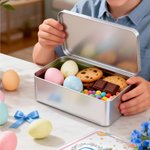 Henkilökohtainen söpö Bunny seppele pääsiäismuna keksi keksi tina laatikko teksti varastointi tarvikkeet pääsiäinen puolue lahja pojille tytöille