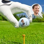 Personoitu hauska golfpallo omalla sarjakuvakasvolla ja nimellä täydellisenä syntymäpäivä tai urheilulahjana golfinystäville