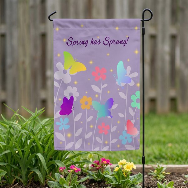 Personlig färgglad fjäril vårblomma trädgårdsflagga med text trädgårdsdekor Thanksgiving Day vårsäsong gåva till familj vän