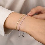 Personalised Minimalist Style Initial Charm Sterling Silver Tennis Bracelet Dainty Jewellery  Birthday Anniversary Gift for Women Tennis Lovers