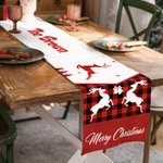 Personalized Santa Claus Reindeer Christmas Table Runner Matching Placemats Set with Family Name Christmas Gift for Family Friend
