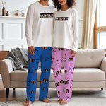 Gepersonaliseerde fotolijst gezichtsfoto's pyjama voor volwassenen Set met namen en datum Dagelijks dragen Valentijnsdag Verjaardagsgeschenk voor koppel