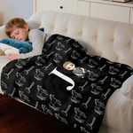 Personalized Horse Silhouette Cartoon Character Design Soft Throw Blanket with Name and Initial Home Decor Birthday Gift for Horse Lovers