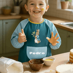 Spersonalizowany fartuch do pieczenia z długim rękawem z imieniem i kieszenią na zewnątrz Wielkanocny prezent dla dzieci Peter Rabbit Egg Duck Sheep
