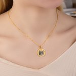 Personalisierte niedliche Haustier Gesicht Foto Birthstone Halskette mit Text Adoption Day Geburtstagsgeschenk für Tierbesitzer