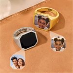 Personalized Heat-Activated Hidden Photo Sterling Silver Ring with Text Memorable Jewellery Birthday Anniversary Gift for Men Couple Family