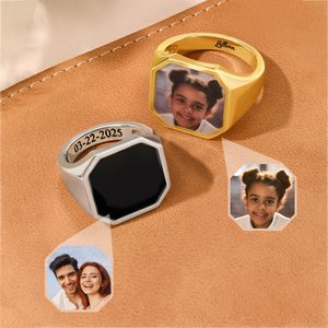 Personligt värmeaktiverat dolt foto Sterling Silver Ring med text Minnesvärda smycken Födelsedag Jubileum Present för män Par Familj